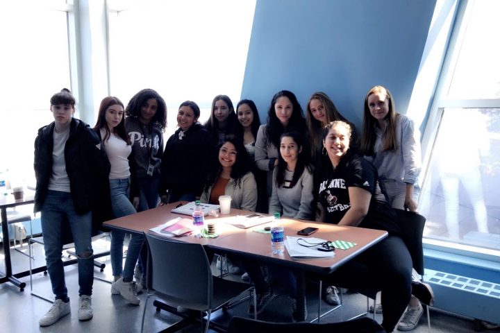 (from left to right) Tiffany Fales, Tiara Fales, Elaine Tiruneh, Catherine Peralta, Sabrina Cetinich, Leslie Castro, Janet Shenouda, Sara Leong, Reem Abughannam, Olivia Cahn, Aya Abdalla, and Josephine Conlon attended the Symposium at Liberty Science Center