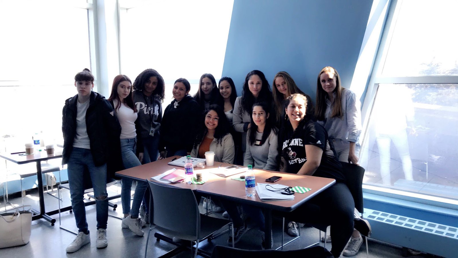 (from left to right) Tiffany Fales, Tiara Fales, Elaine Tiruneh, Catherine Peralta, Sabrina Cetinich, Leslie Castro, Janet Shenouda, Sara Leong, Reem Abughannam, Olivia Cahn, Aya Abdalla, and Josephine Conlon attended the Symposium at Liberty Science Center